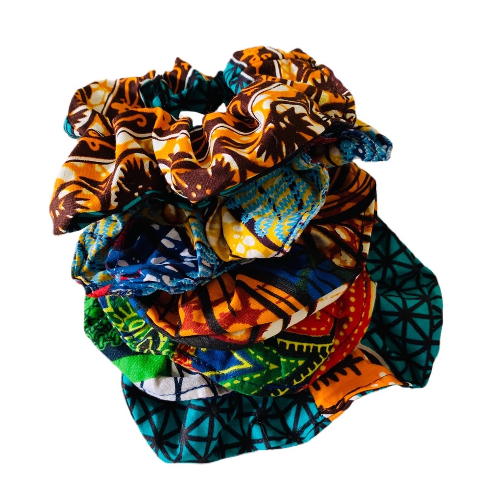 Scrunchies Handmade Ankara African Fabric Five piece Bundle